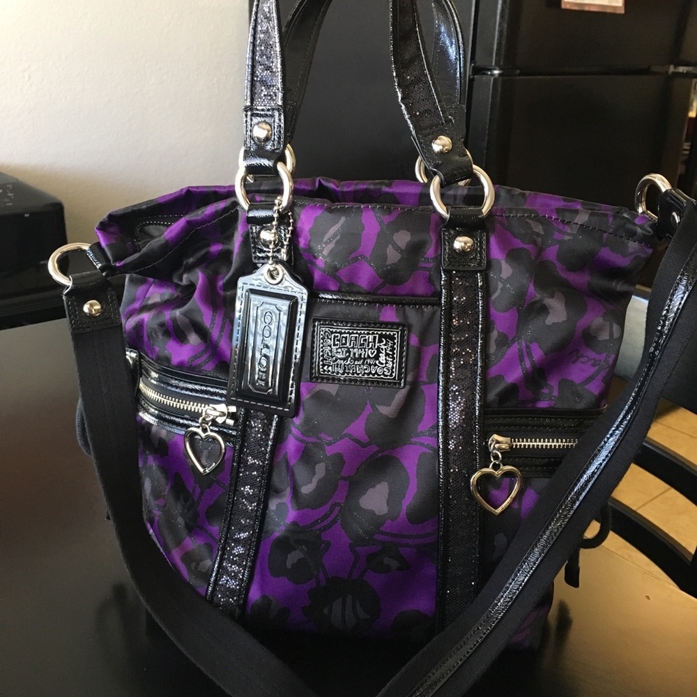 Coach Poppy Black and Purple Purse